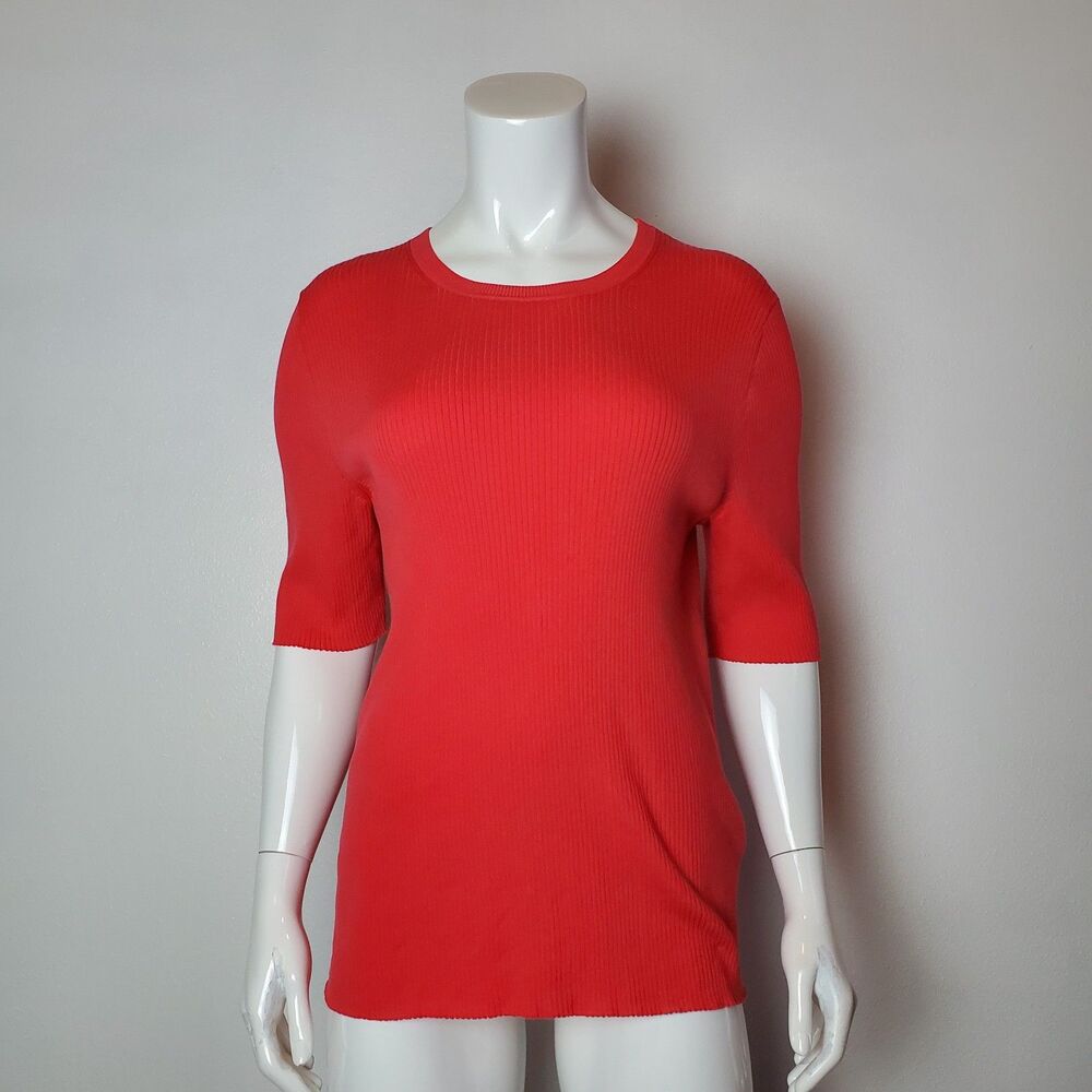 Banana Republic Pink Ribbed Elbow Sleeve Top